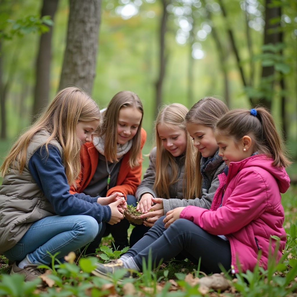 School children participating in environmental education program