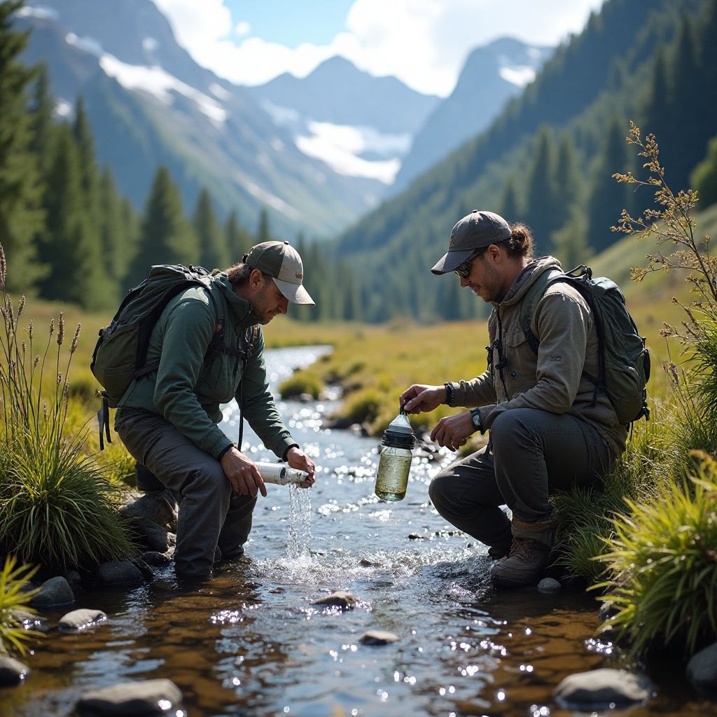 Water quality testing in natural stream
