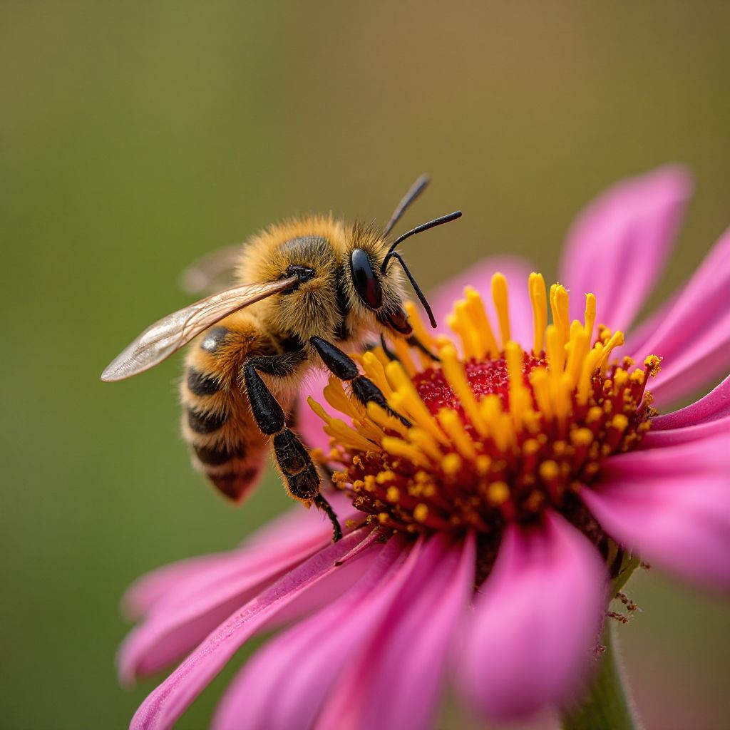 Native pollinator on wildflower in restored habitat