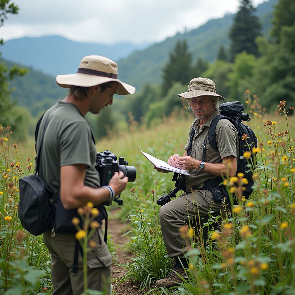 Scientists monitoring climate change effects on local ecosystem