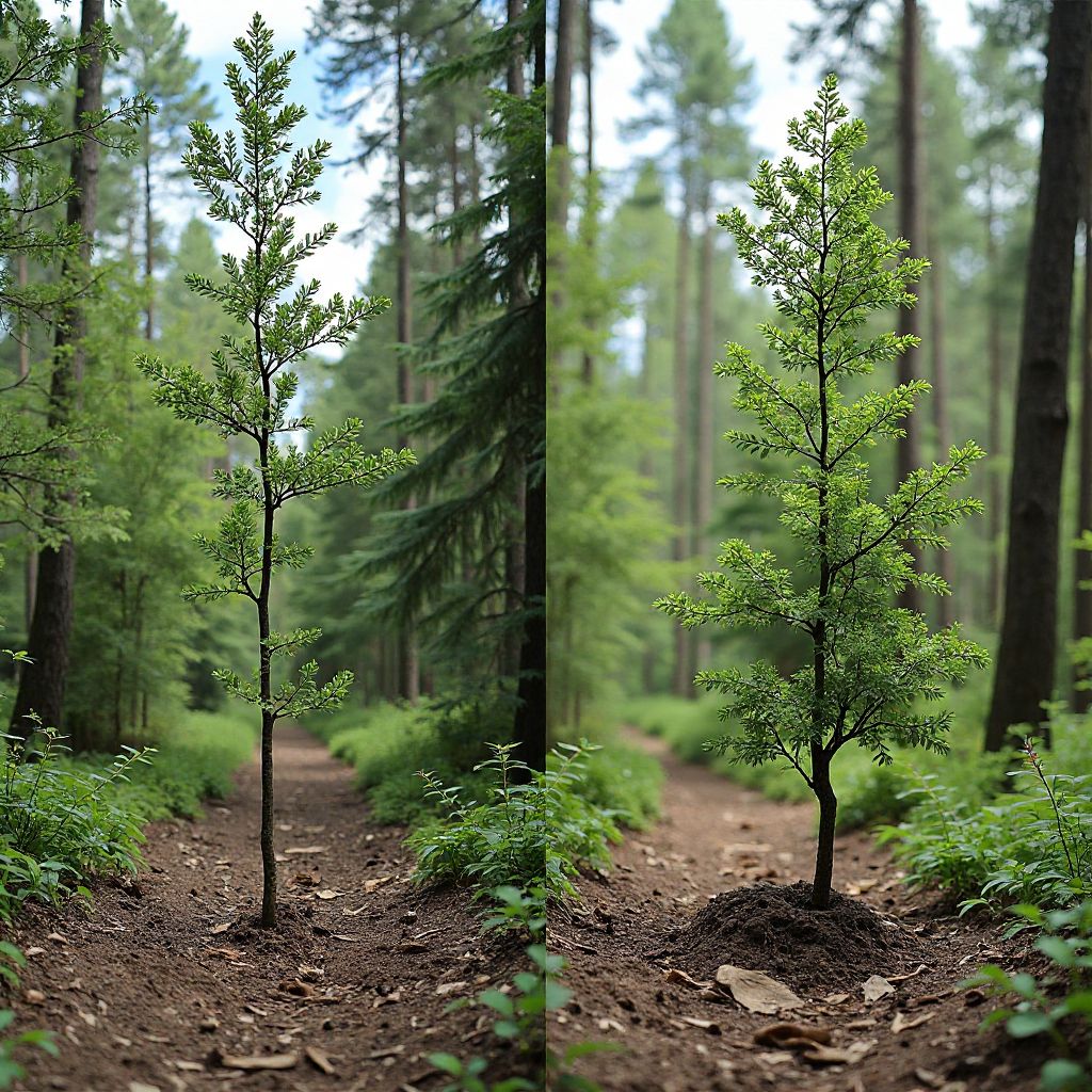 Before and after images of forest restoration project