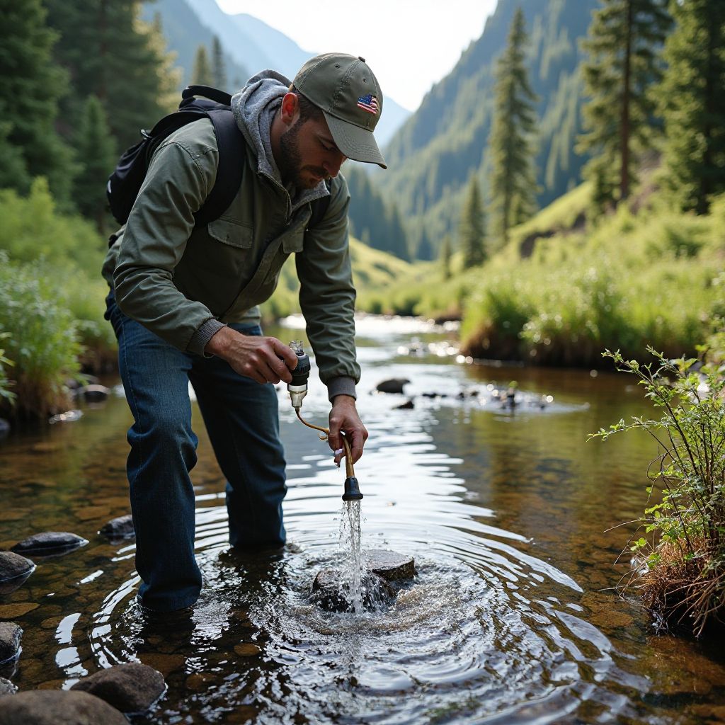 Water quality testing in natural stream