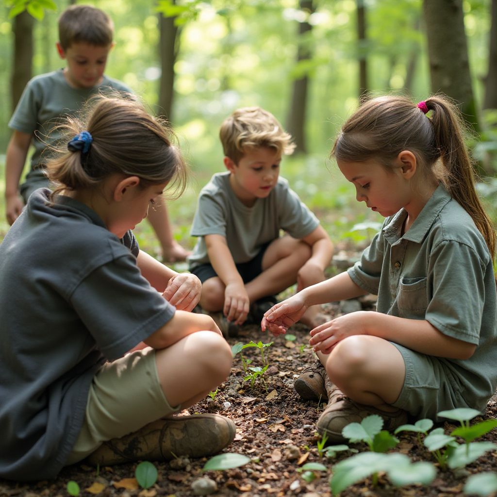 Educational workshop with children learning about nature