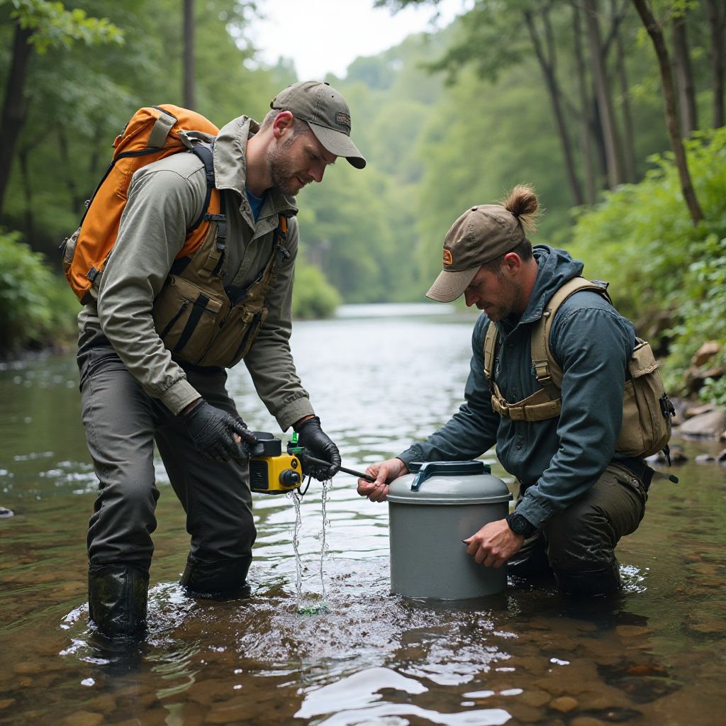 Water quality testing in natural waterway